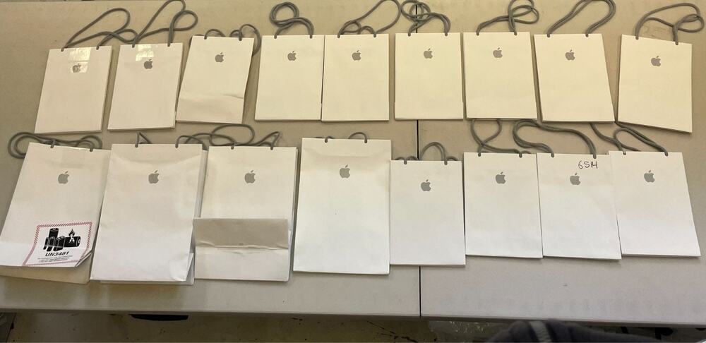 Genuine Apple Paper Bag White Gray Lot of 17 Small Medium Large